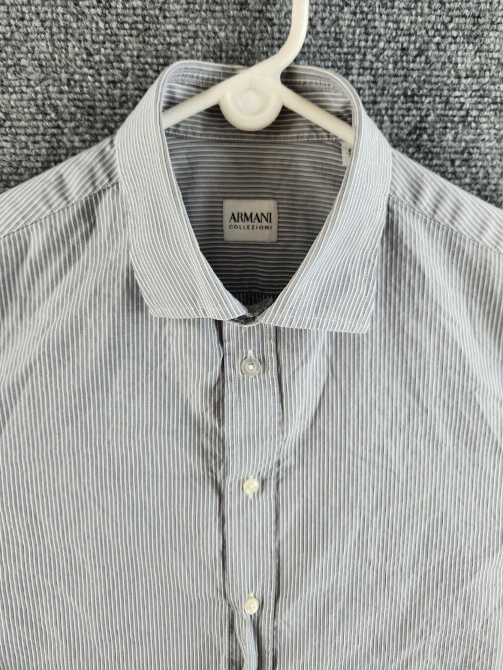 Armani Collezioni 41/16 Gray White Striped Long Sleeve Button Up Shirt Adult Men